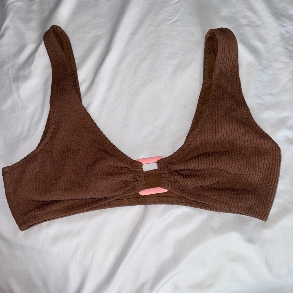 Aerie Brown Ribbed Bikini Top